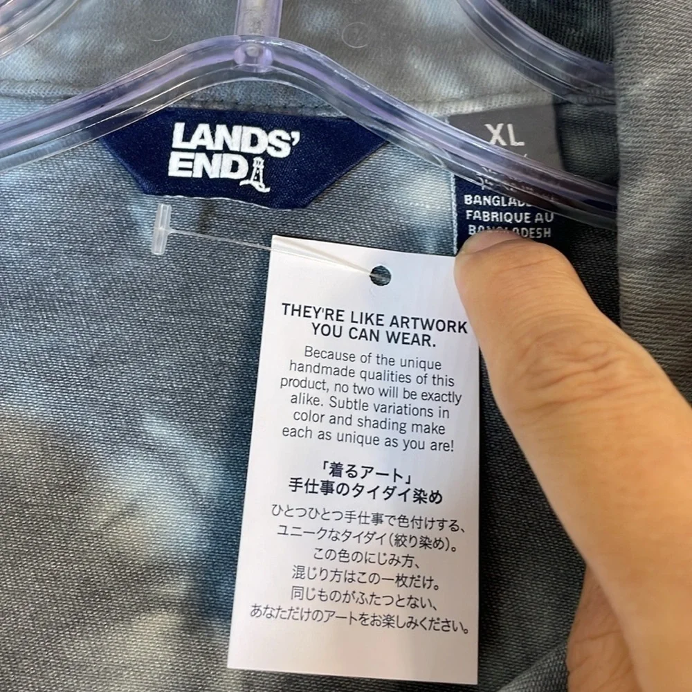 NWT. Lands’ End Girl’s XL (14/16) Tie Dye Denim Utility Jacket.